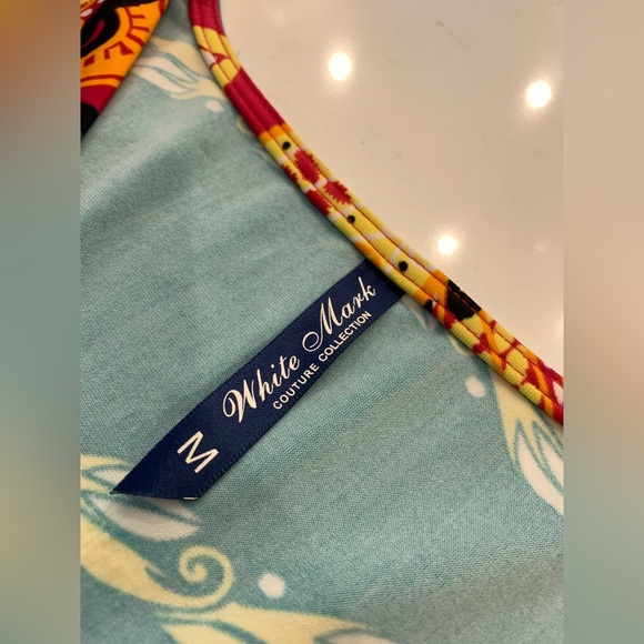 White Mark Women's Long Sleeve V-Neck Patterned Dress Size Medium - Picture 7 of 8